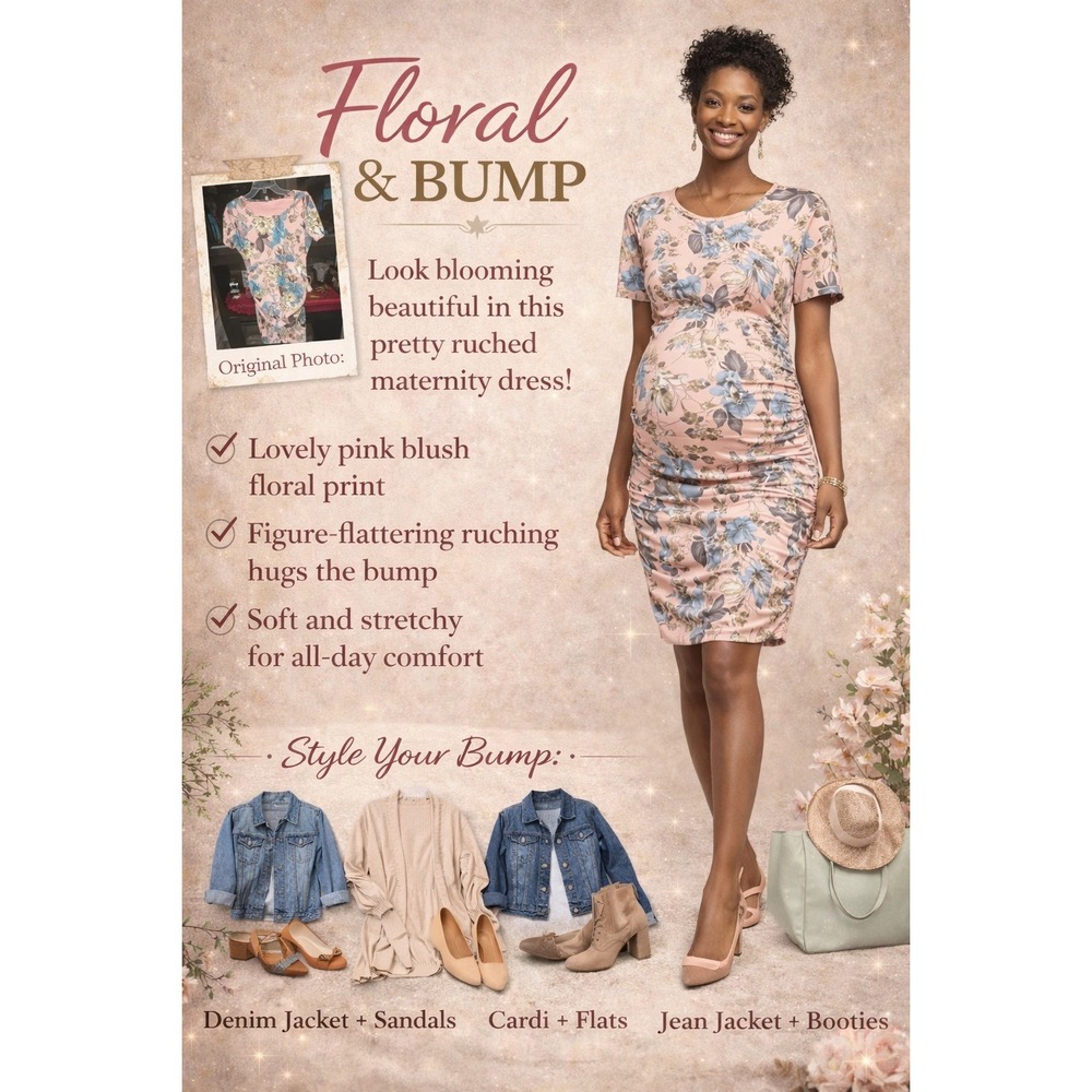 BLOOMING BEAUTIFUL FLORAL BUMP MATERNITY DRESS show off your baby pride